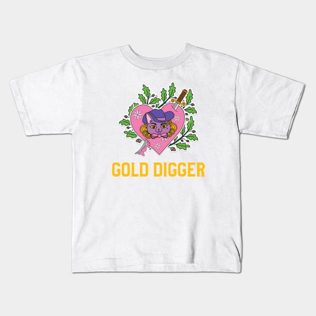 Cute Gold Digger Design Kids T-Shirt by Stevie26